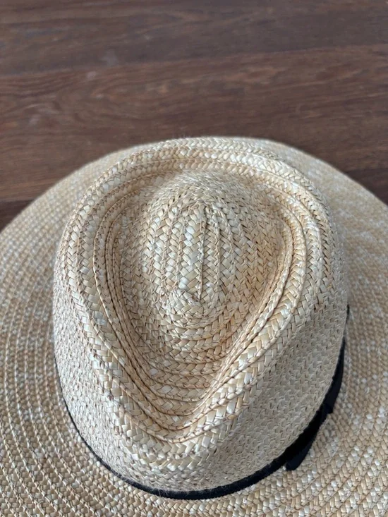 Brixton Joanna in Honey Straw Wide-Brim Hat with Black Band - Picture 6 of 11